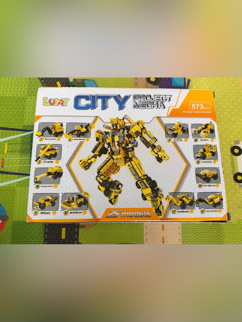 City Project Mecha Yellow Transforming Construction Robot Building Set